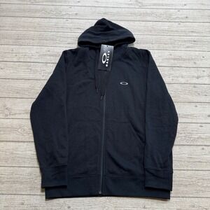Oakley Hoodie Men's Small Black Fleece Full Zip Regular Fit Athleisure Varsity